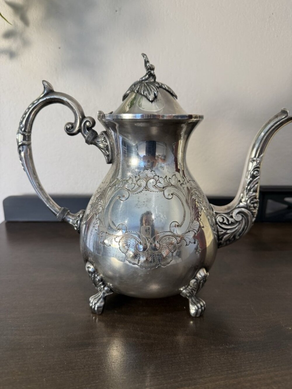 Vintage English Silver Plate Coffee Pot | BSC British Silverware Corp HandChased